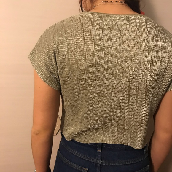 Vintage Cinched Sage Green Cropped Shirt - Picture 3 of 4